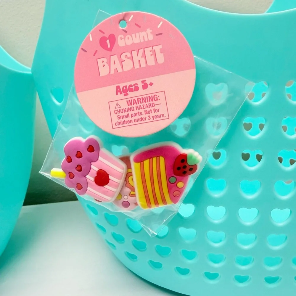 New! Set of 2 Target Bullseye Playground Silicone Baskets Aqua Blue w/ charms